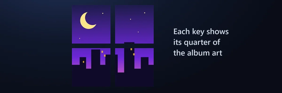 One big cover: Put four Now Playing keys in a square and each key shows its quarter of the album art.