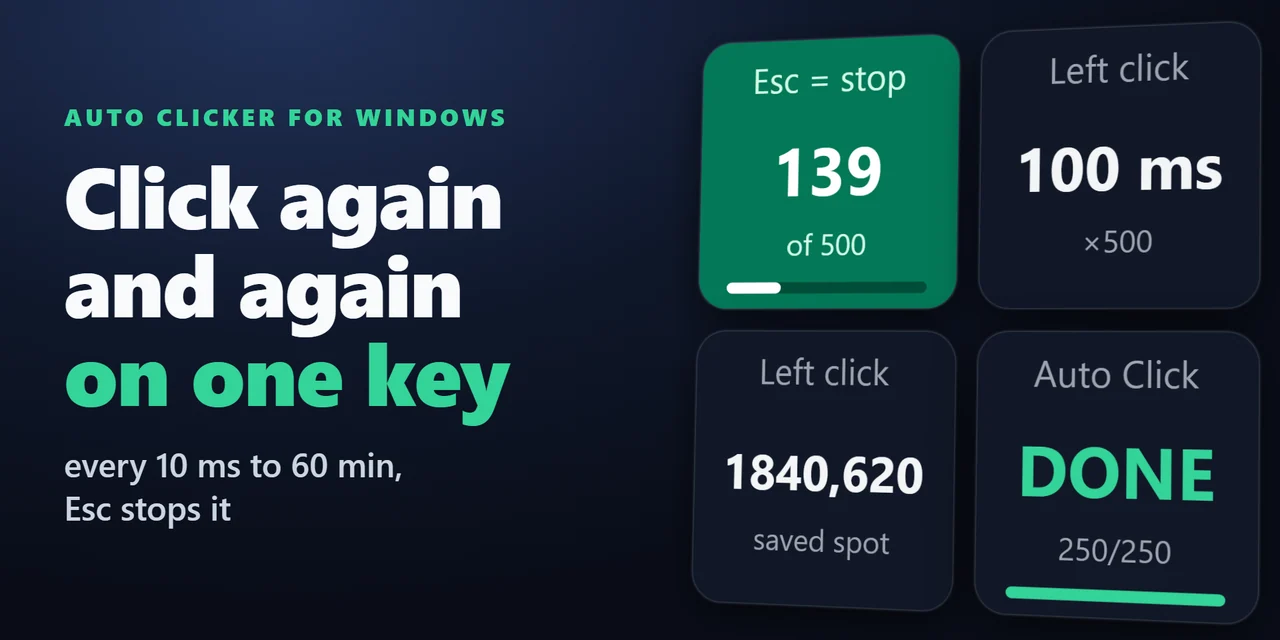 Auto Clicker for Windows: An auto clicker on a Stream Deck key, for repetitive mouse work