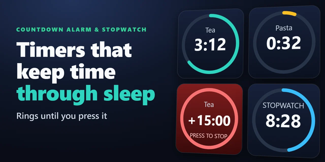 Countdown Alarm & Stopwatch: A countdown timer with an alarm, and a stopwatch, on your Stream Deck keys