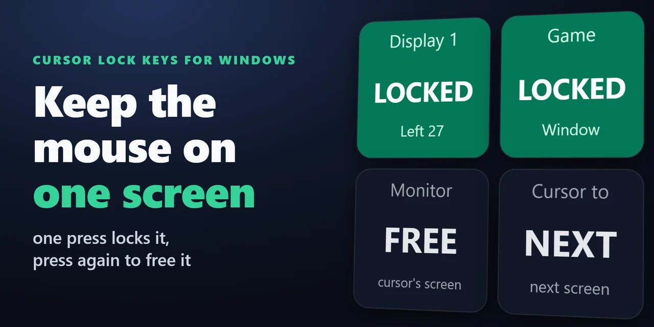 Cursor Lock Keys for Windows：マウスを一つのモニターに Stream Deck のキーでロック
