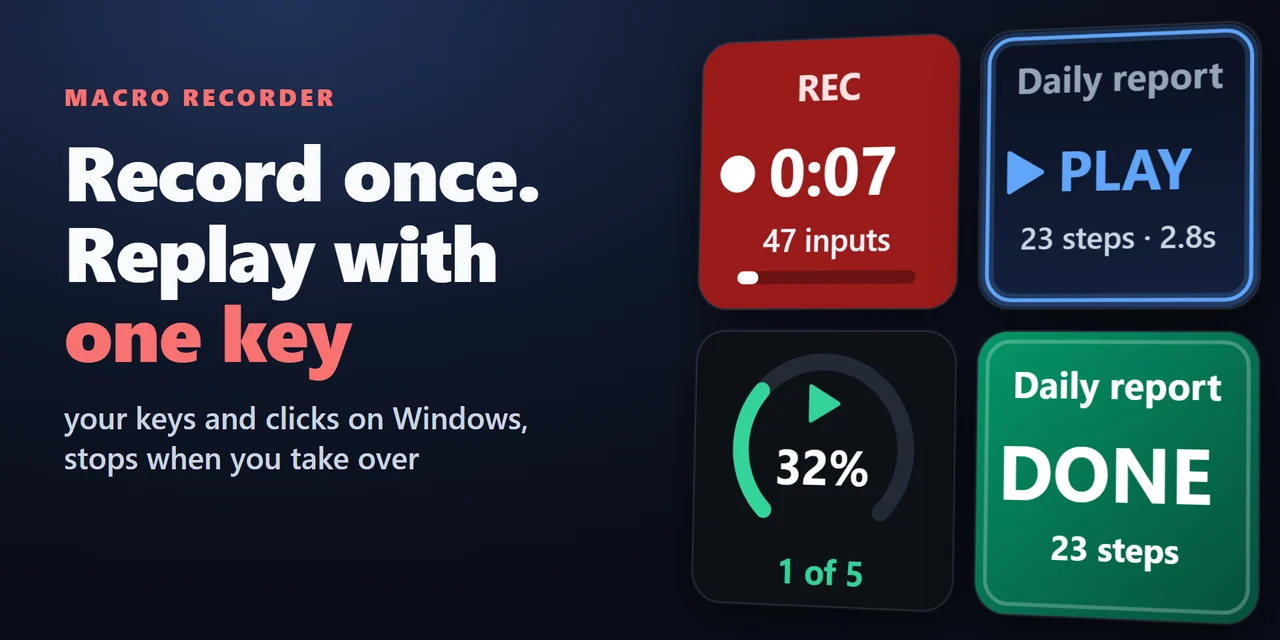 Macro Recorder Key for Windows:一度やった作業を記録し、Stream Deck のキー1つで再生
