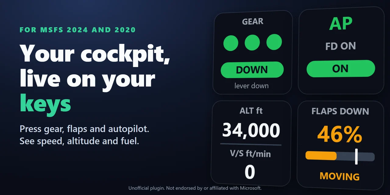 Live Cockpit for SimConnect: A live cockpit for Microsoft Flight Simulator on your Stream Deck