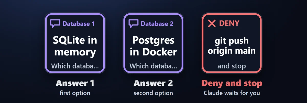 Answer its questions: Up to four Answer keys pick option 1, 2, 3 or 4 of the question Claude asks, and each key shows its option.