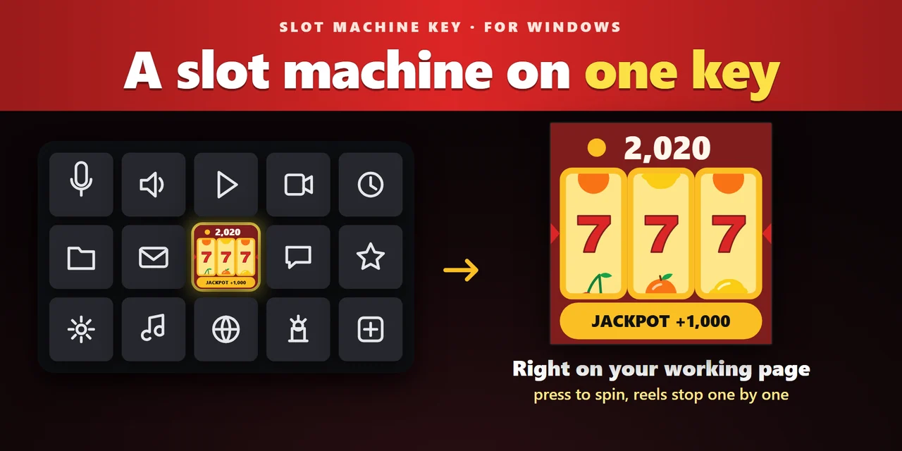 Slot Machine Key:作業中のページに、Stream Deck のキー1つのスロットマシン