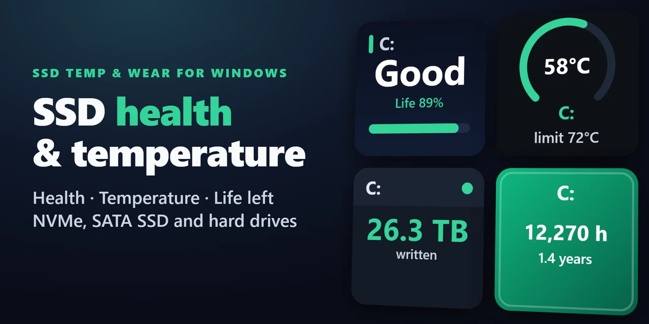 SSD Temp & Wear for Windows：SSD の健康状態・残りの寿命・温度を Stream Deck のキーに