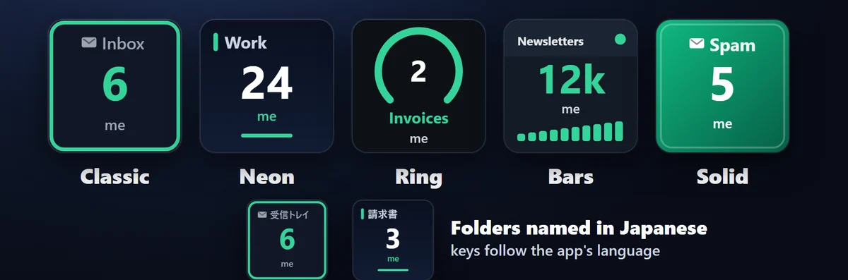 In English and Japanese: The keys and the settings follow the language of your Stream Deck app, and folders named in Japanese are shown in Japanese.