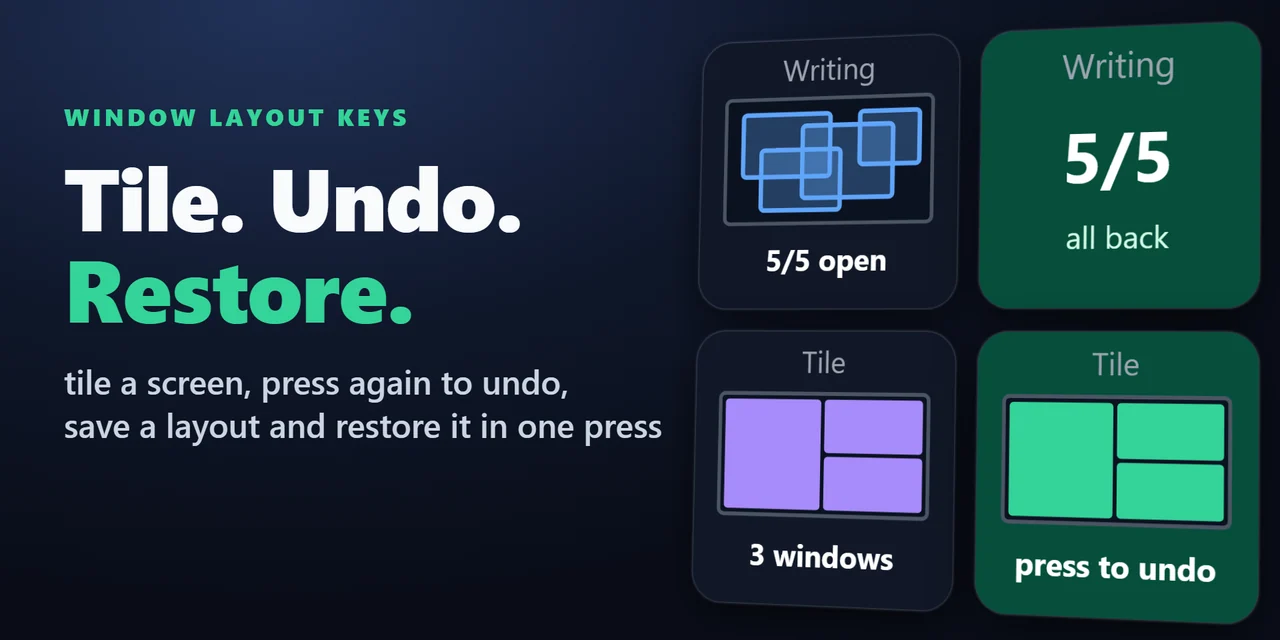 Window Layout Keys for Windows:ウィンドウを並べて、配置を戻す。Stream Deck のキーで