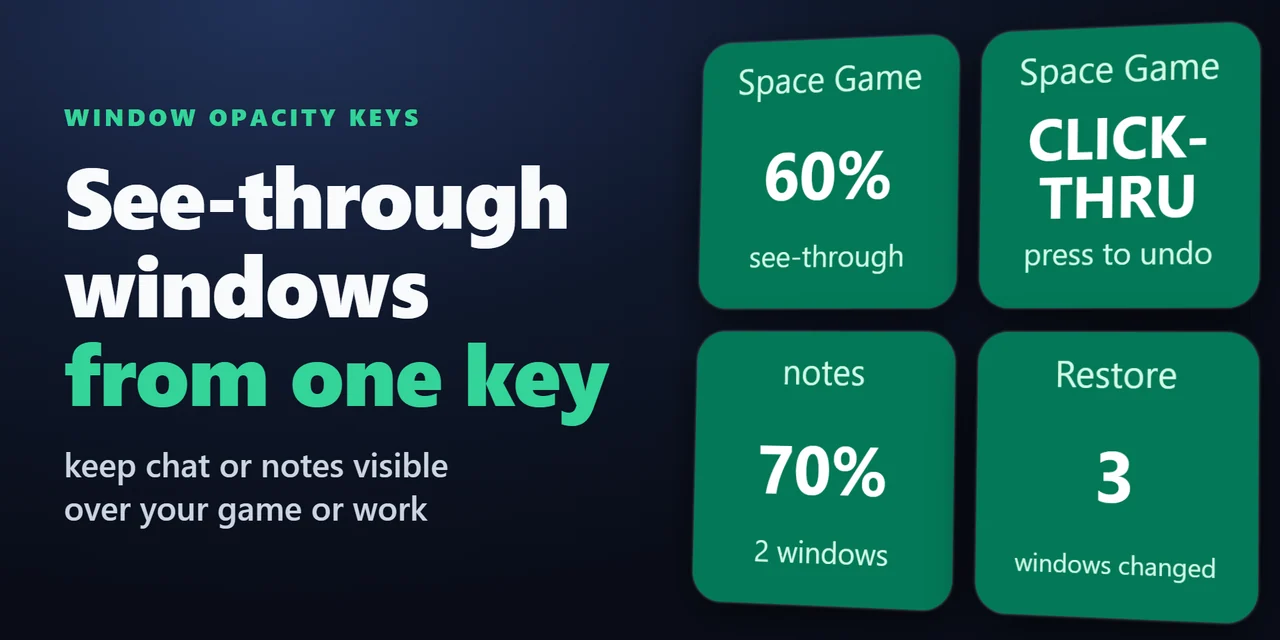 Window Opacity Keys：どのウィンドウも Stream Deck のキー一つで半透明に