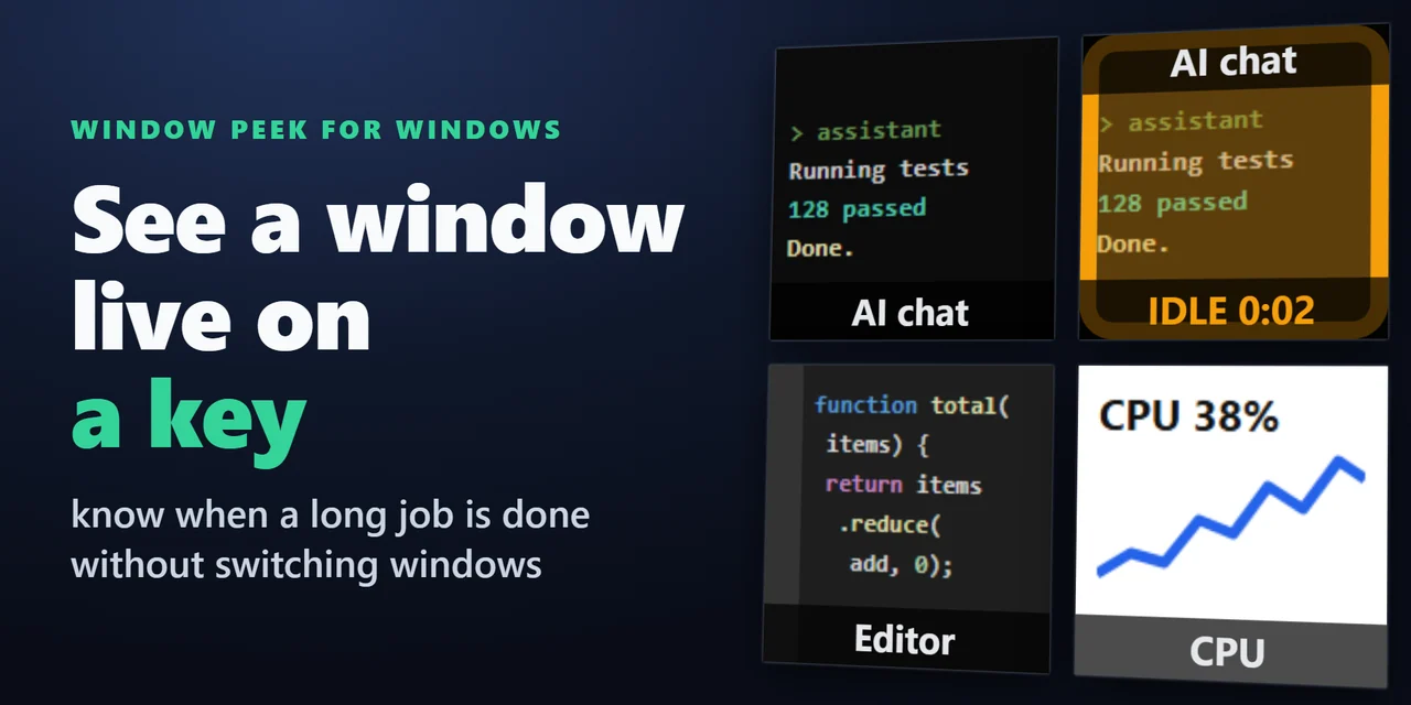 Window Peek for Windows:ウィンドウを Stream Deck に実況し、静かになったら知らせる