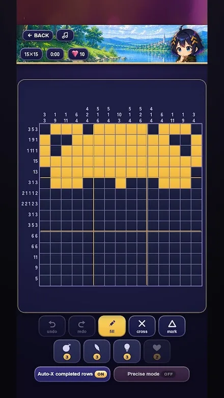 A nonogram puzzle in Pictora